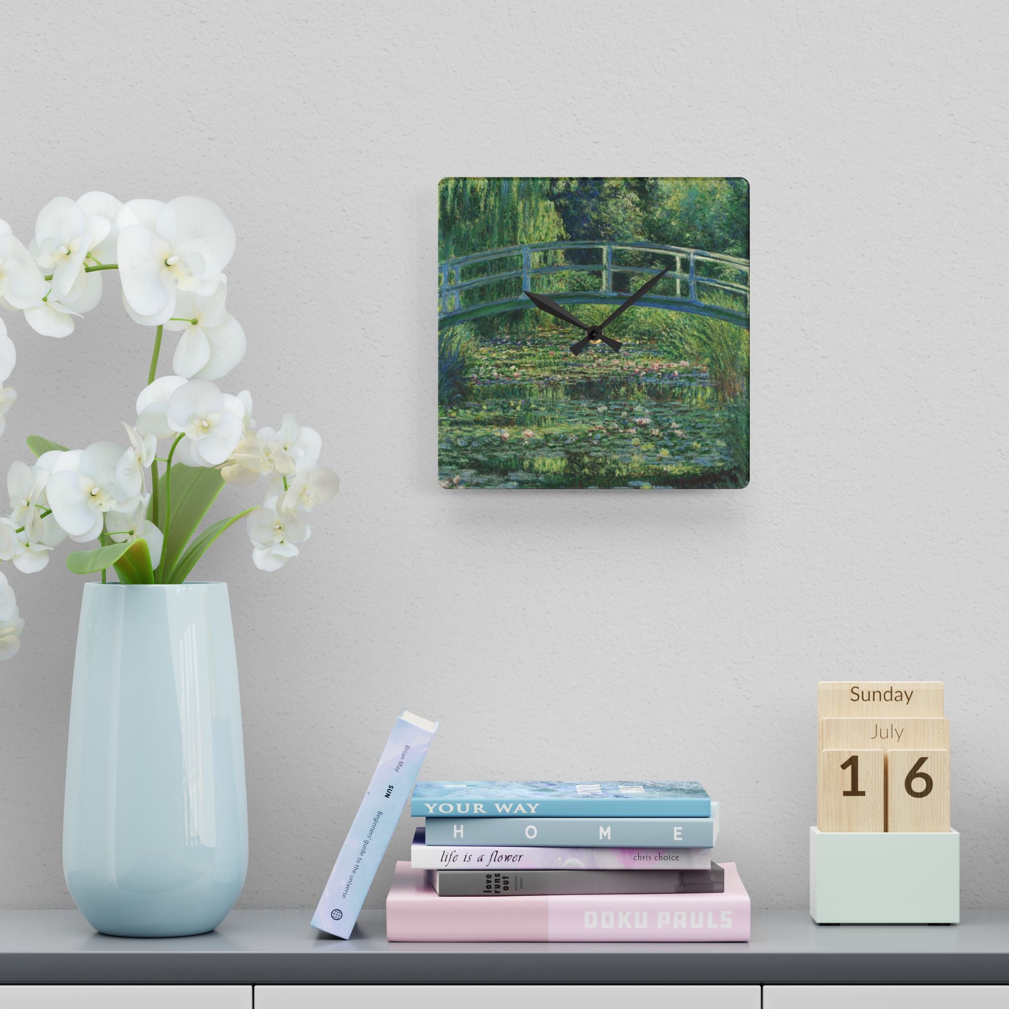 Claude Monet - Water Lilies and Japanese Bridge - Acrylic Wall Clock