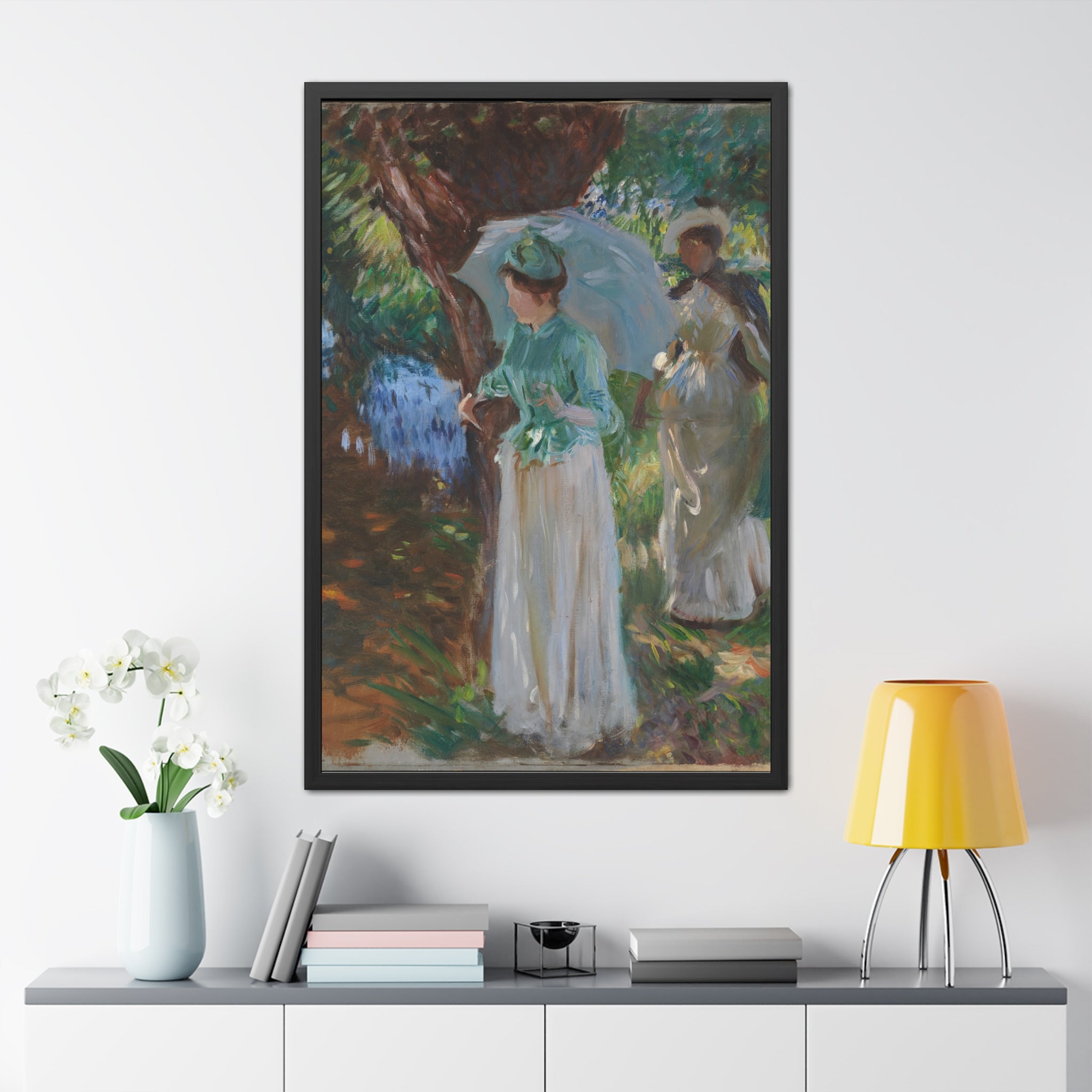 Claude Monet - Two Girls with Parasols at Fladbury - Framed Posters