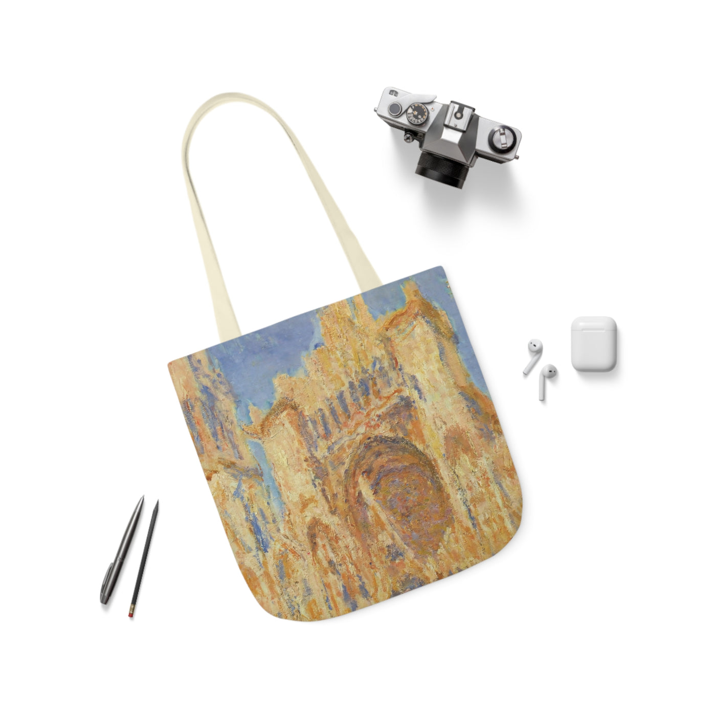 Claude Monet - Rouen Cathedral  -  Canvas Tote Bag, 5-Color Straps