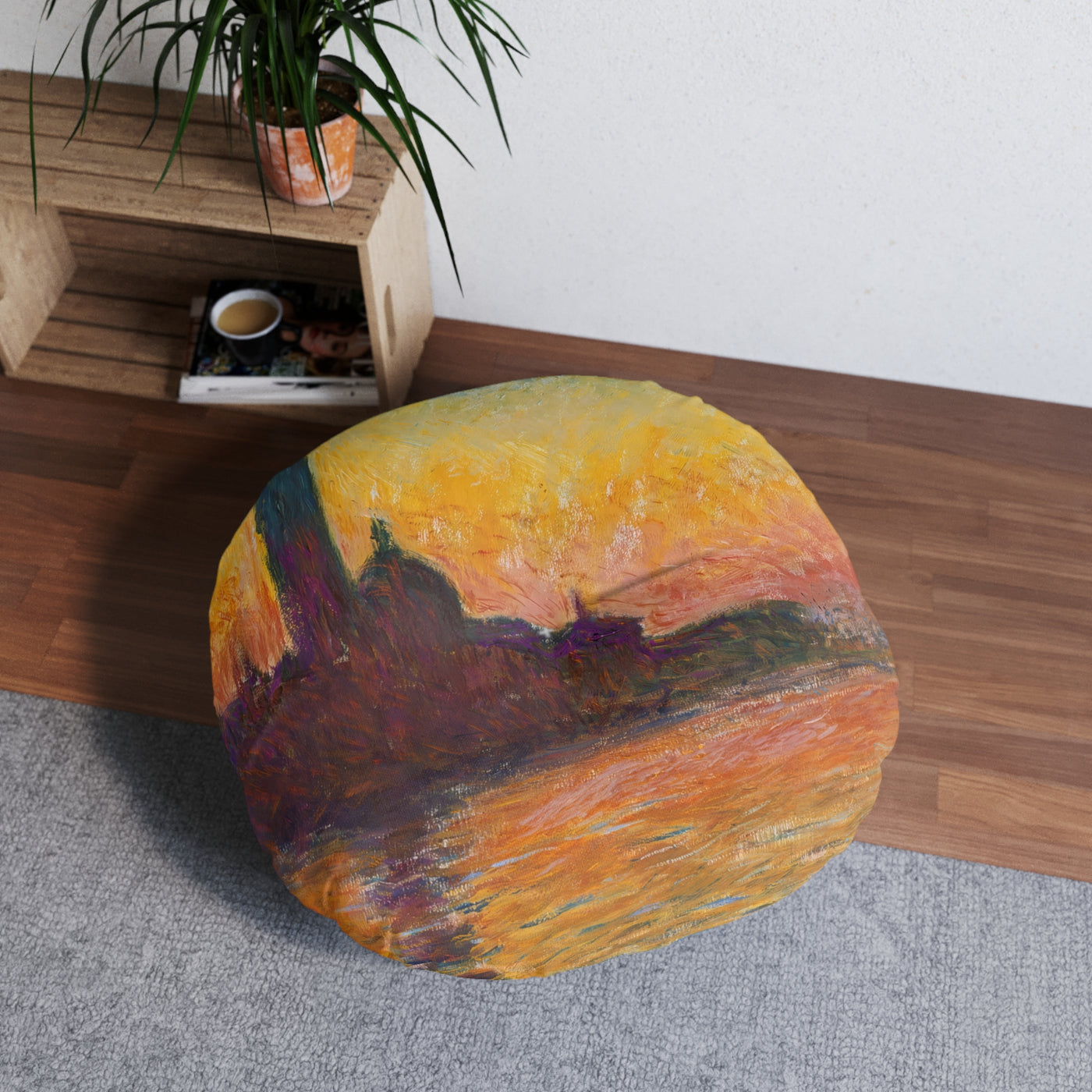 Claude Monet - San giorgio maggiore by twilight - Tufted Floor Pillow, Round