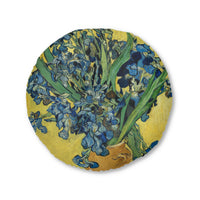 Vincent van Gogh - Vase With Irises Against A Yellow Background 1890 - Tufted Floor Pillow, Round