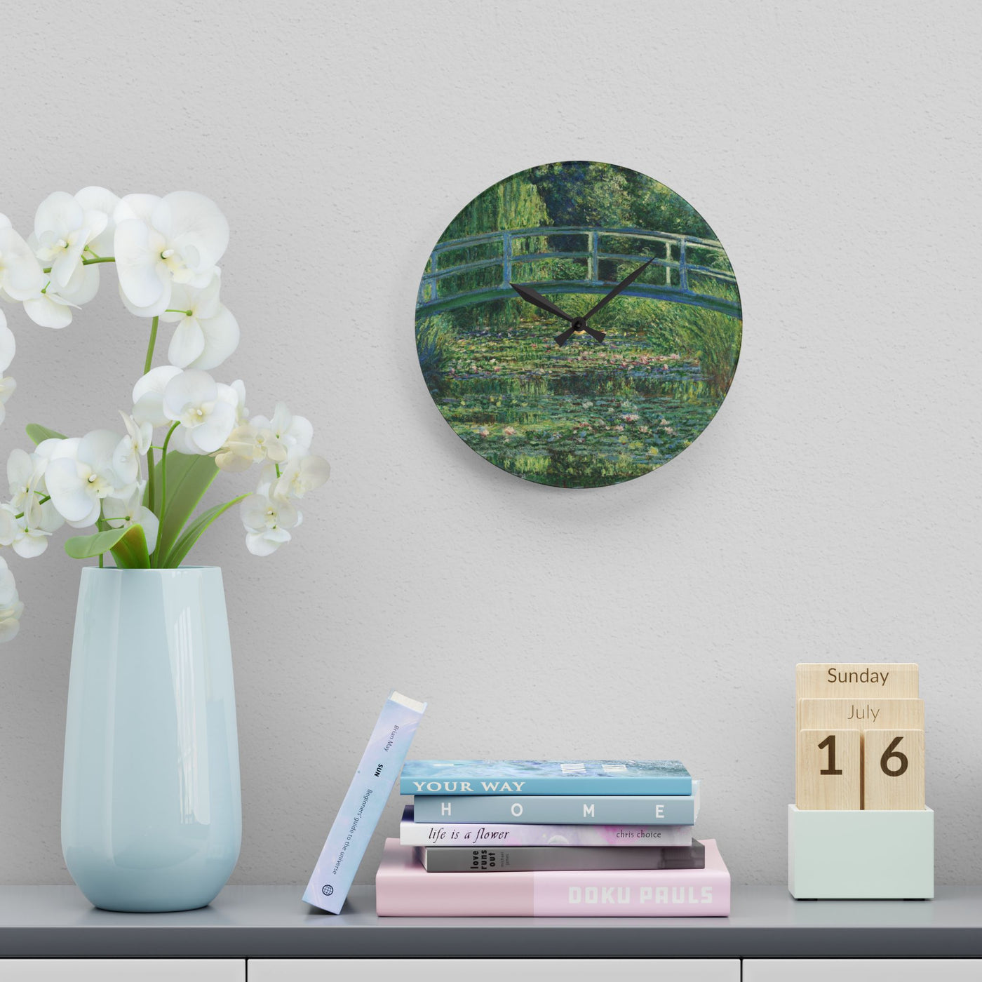 Claude Monet - Water Lilies and Japanese Bridge - Acrylic Wall Clock