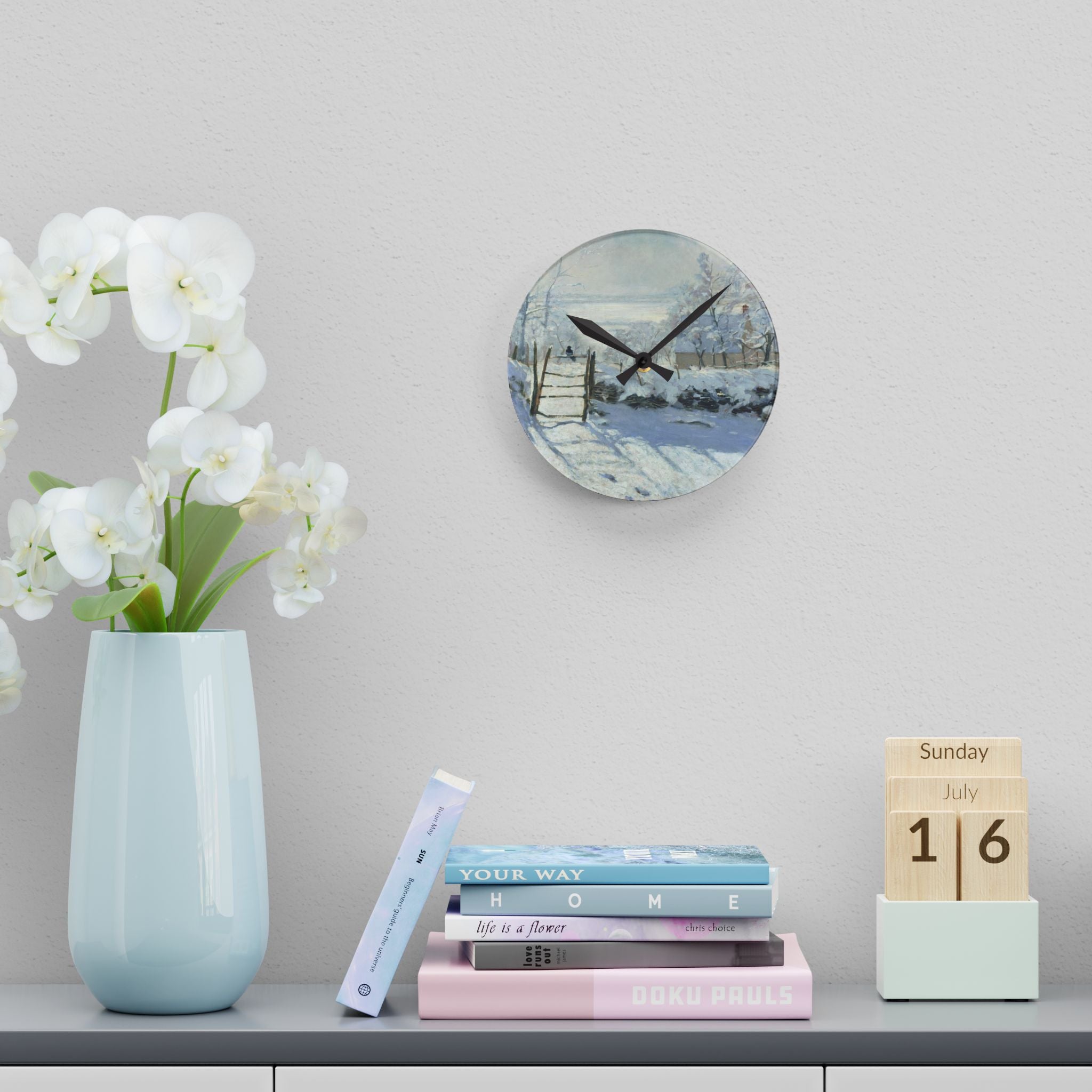 Claude Monet - The Magpie - Acrylic Wall Clock