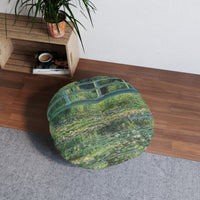 Claude Monet - Water Lilies and Japanese Bridge - Tufted Floor Pillow, Round