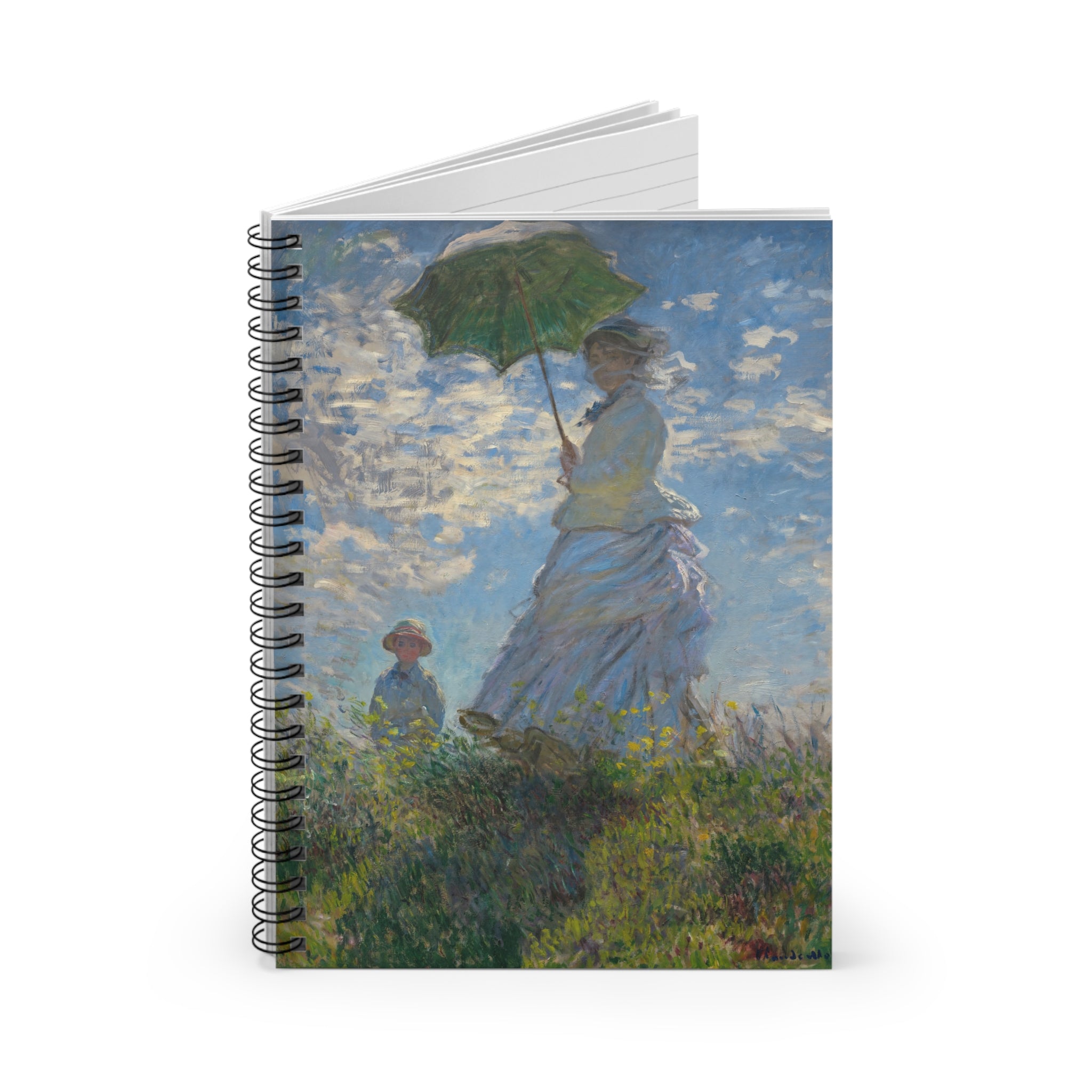 Claude Monet - Woman with a Parasol – Madame Monet and Her Son - Spiral Notebook - Ruled Line