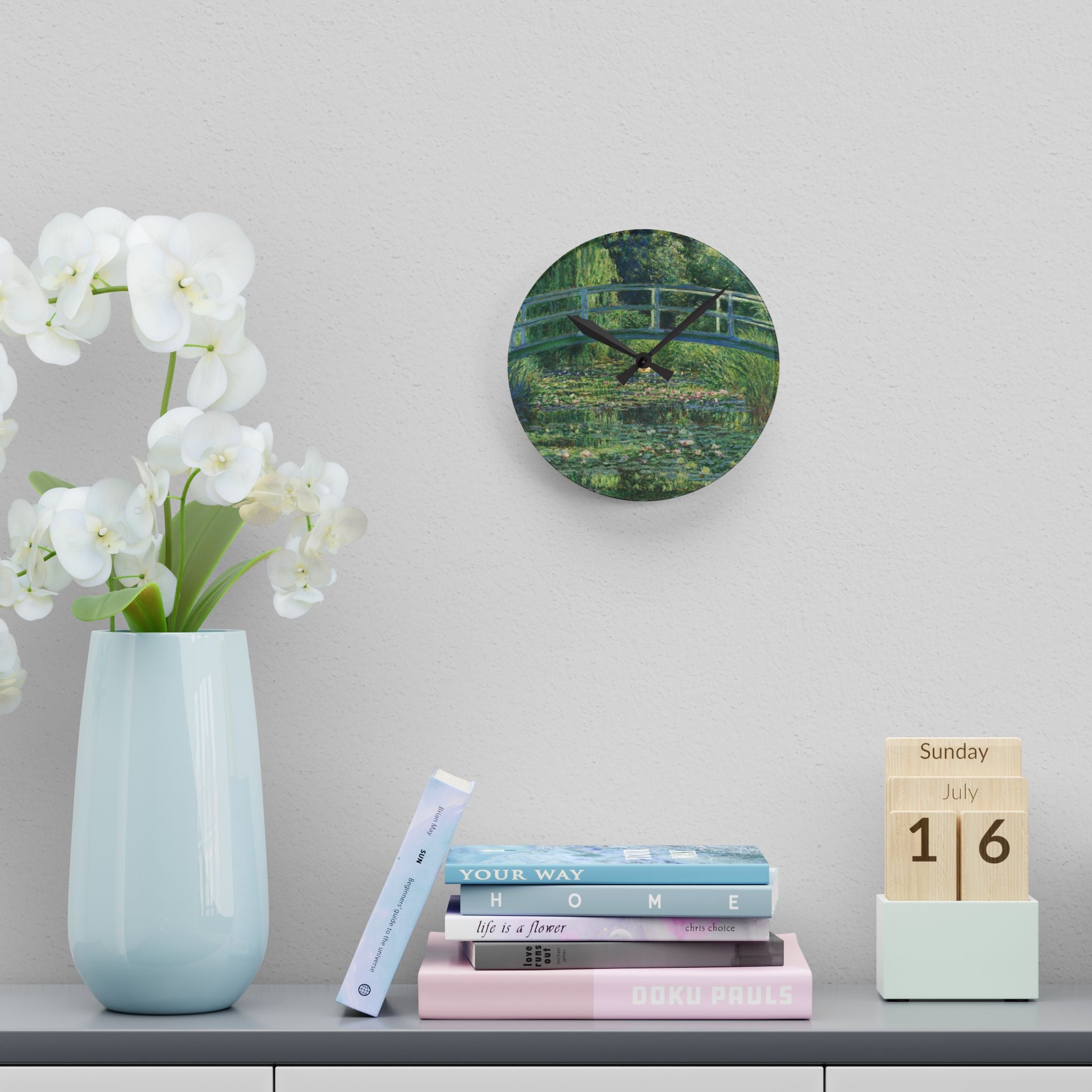 Claude Monet - Water Lilies and Japanese Bridge - Acrylic Wall Clock