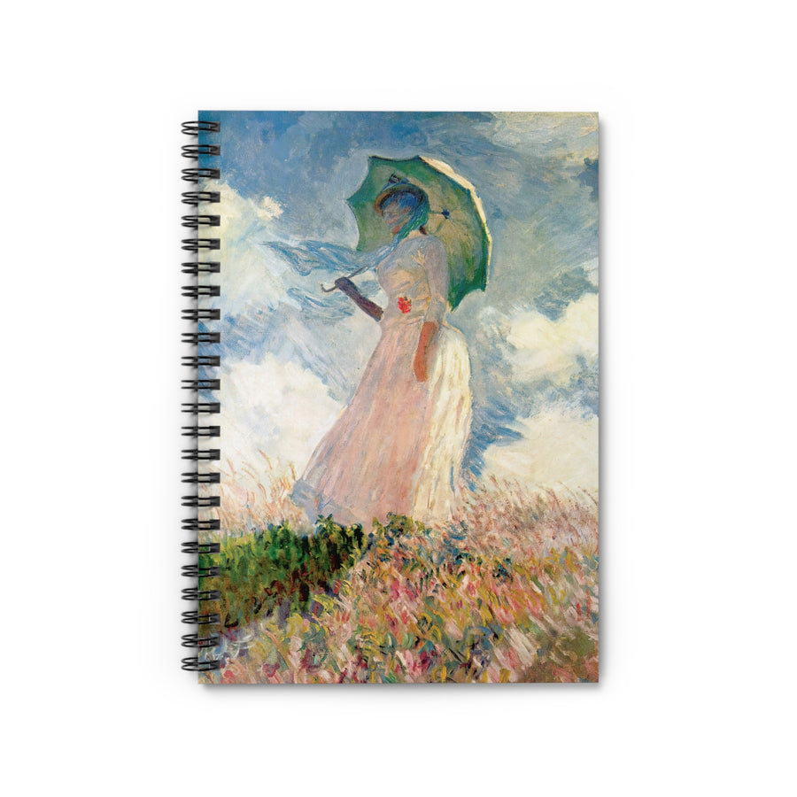 Claude Monet - Study Of A Figure Outdoors Woman With A Parasol - Spiral Notebook - Ruled Line