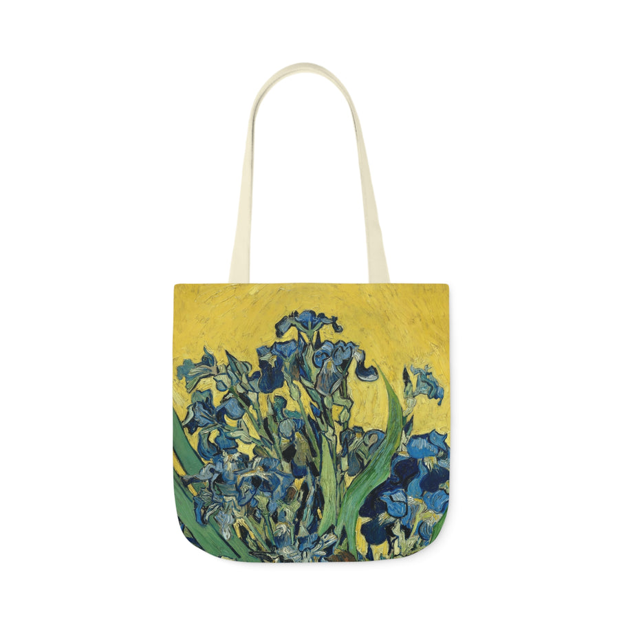 Vincent van Gogh - Vase With Irises Against A Yellow Background 1890 - Canvas Tote Bag, 5-Color Straps