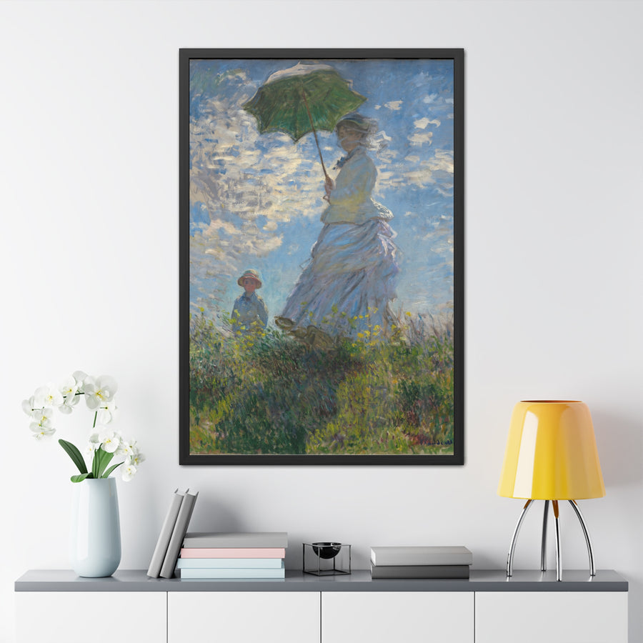 Claude Monet - Woman with a Parasol – Madame Monet and Her Son - Framed Posters