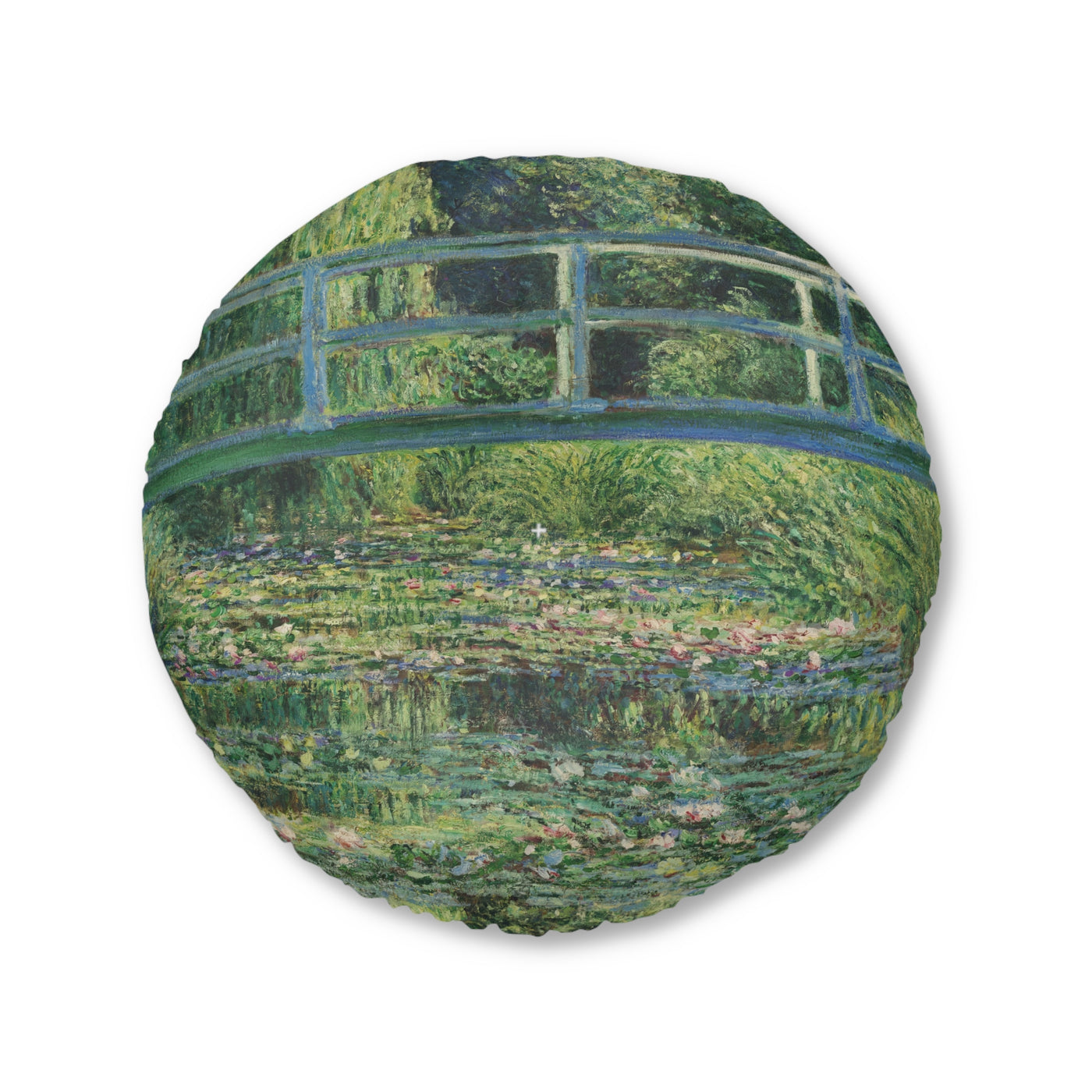 Claude Monet - Water Lilies and Japanese Bridge - Tufted Floor Pillow, Round