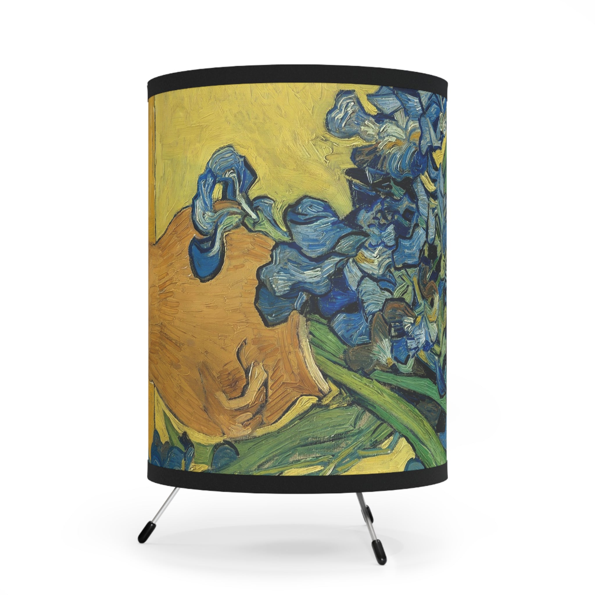 Vincent van Gogh - Vase With Irises Against A Yellow Background 1890 - Tripod Lamp with High-Res Printed Shade, US\CA plug