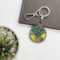 Vincent van Gogh - Vase With Irises Against A Yellow Background 1890 - Keyring Tag