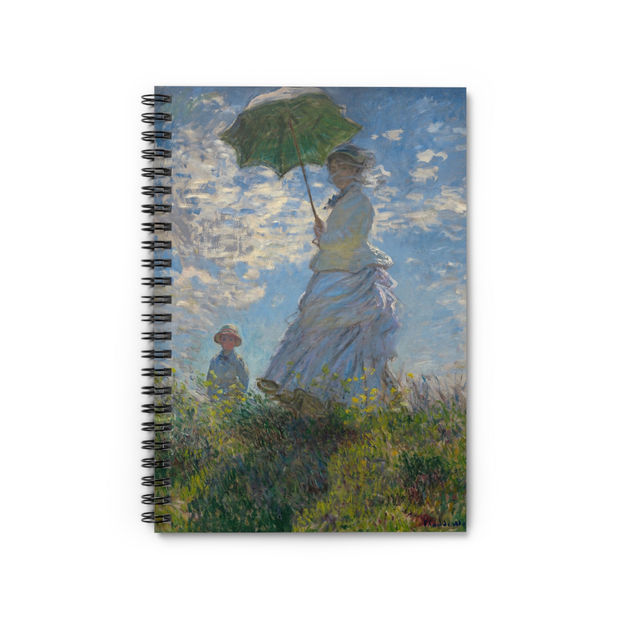 Claude Monet - Woman with a Parasol – Madame Monet and Her Son - Spiral Notebook - Ruled Line