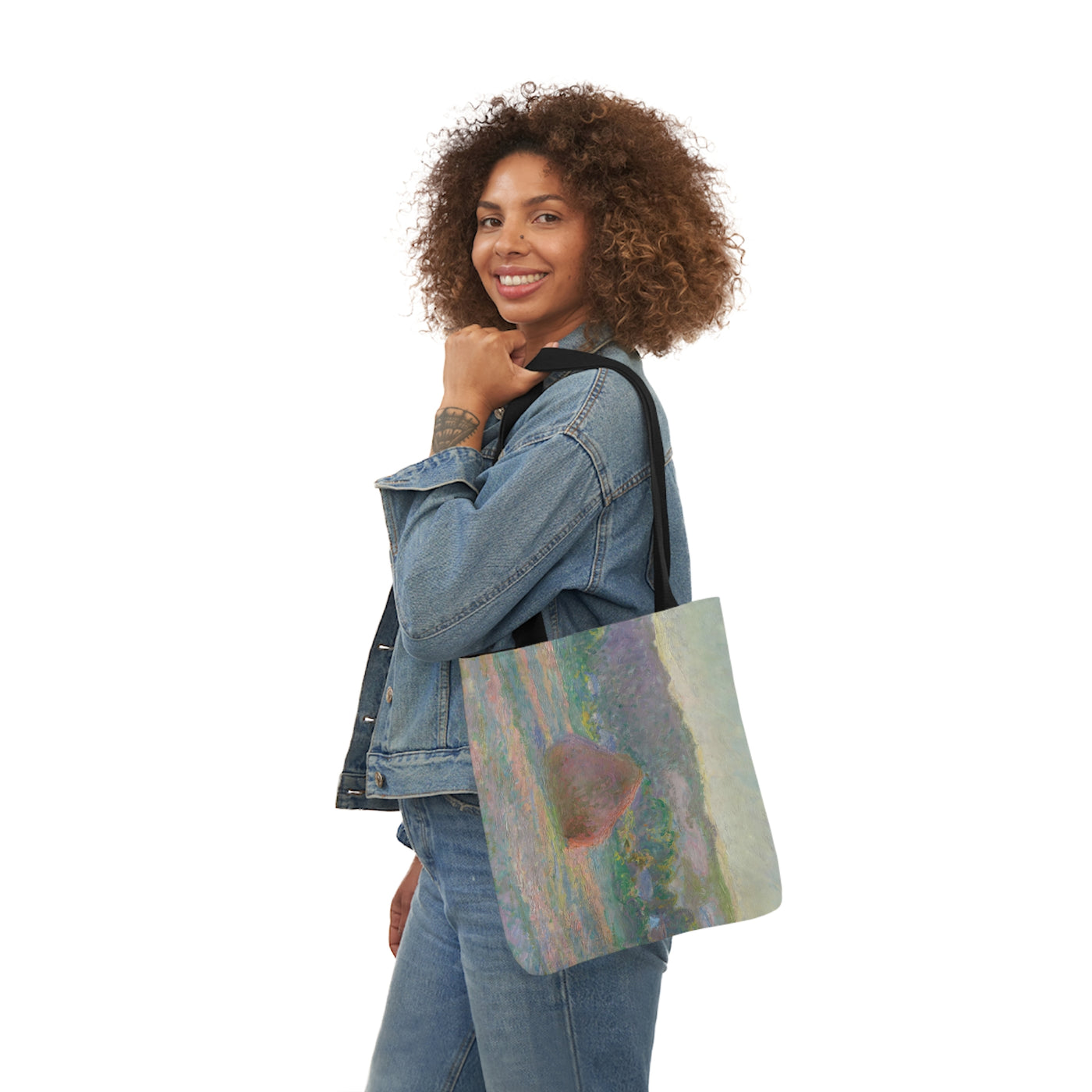 Claude Monet - Stacks of Wheat (End of Summer) -Canvas Tote Bag, 5-Color Straps