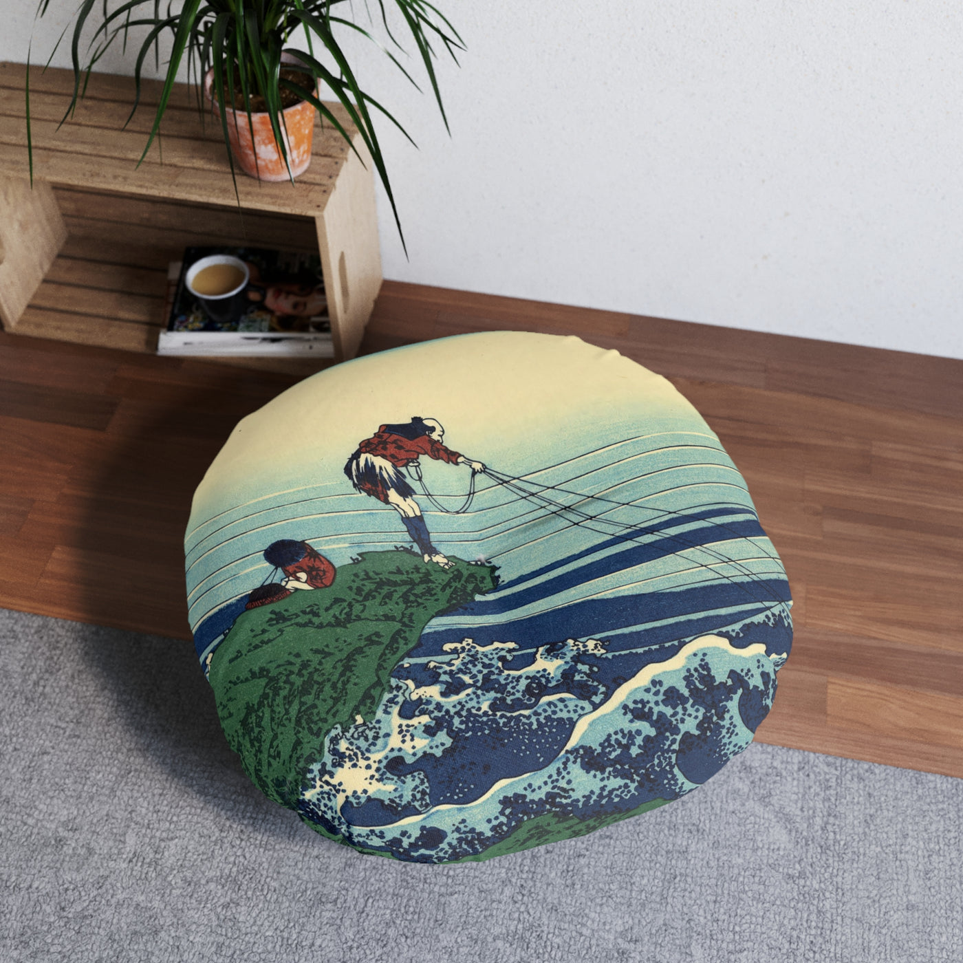 Katsushika Hokusai - Kajikazawa in Kai province - Tufted Floor Pillow, Round