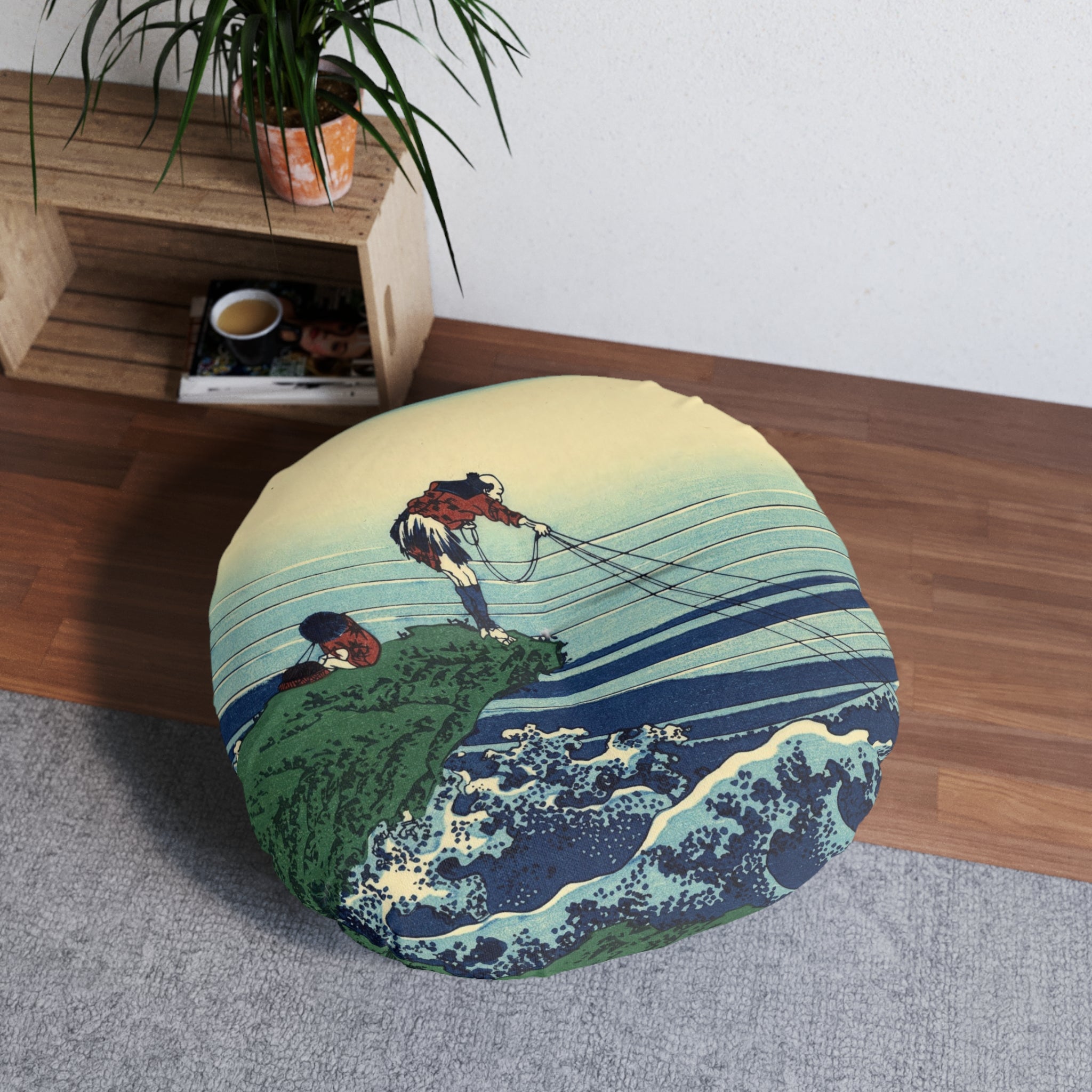 Katsushika Hokusai - Kajikazawa in Kai province - Tufted Floor Pillow, Round