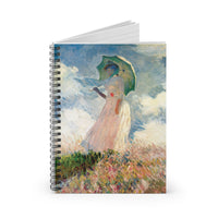 Claude Monet - Study Of A Figure Outdoors Woman With A Parasol - Spiral Notebook - Ruled Line