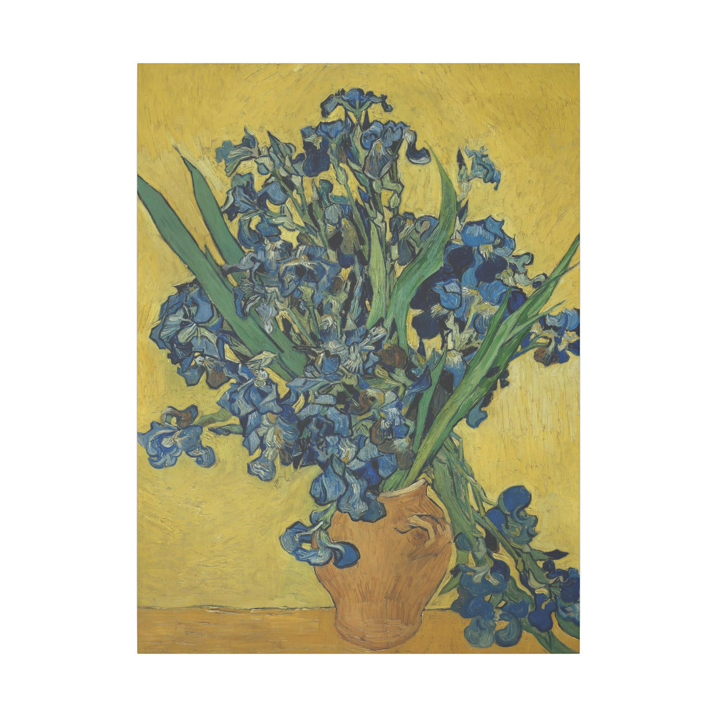 Vincent van Gogh - Vase With Irises Against A Yellow Background 1890 - Matte Canvas, Stretched, 0.75" (Multi-Size)