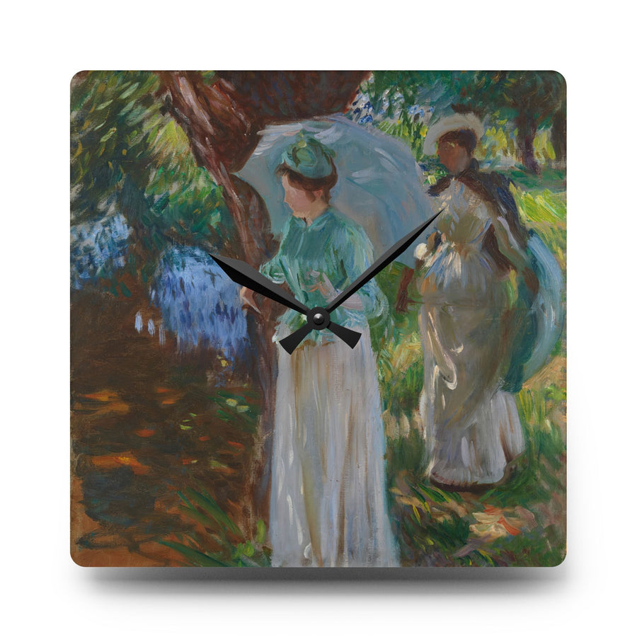 Claude Monet - Two Girls with Parasols at Fladbury - Acrylic Wall Clock