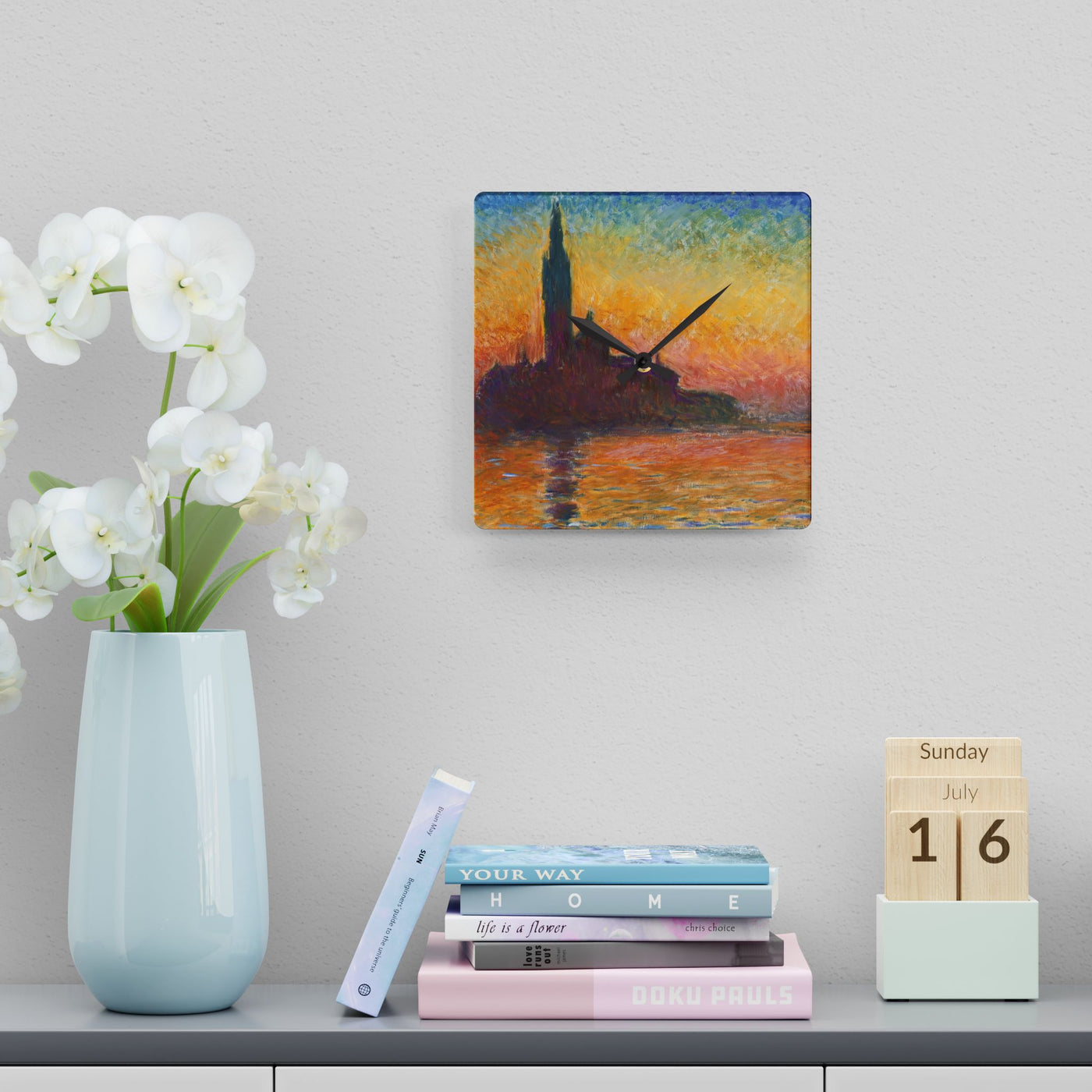 Claude Monet - San giorgio maggiore by twilight -  Acrylic Wall Clock