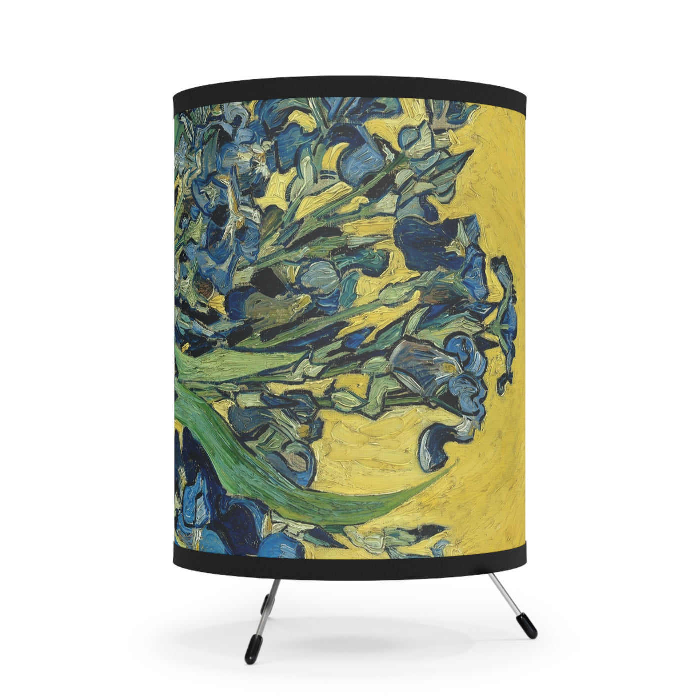 Vincent van Gogh - Vase With Irises Against A Yellow Background 1890 - Tripod Lamp with High-Res Printed Shade, US\CA plug